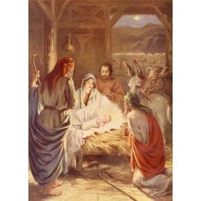 Posterazzi The Life of Jesus c.1930 The Baby in the Manger Cradle Poster Print by by W.J. Gibbs, (24 x 36)