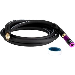 Hybrid Lead-in Air Hose 3/8 In. x 10 ft, Flexible, Air Compressor Hose With 1/4" Aluminum 5IN1 Universal Coupler, Strain Reliefs, Non-Kinking, Black