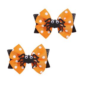 Halloween Hair Bow Clips Halloween Glitter Pumpkin Spider Hair Clip Bat Ghost Halloween Bows Knot Hair Barrette for Girls Halloween Party Hair Accessories (Spider)