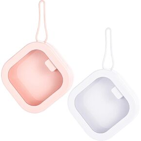 Prudiut) 2pcs Hair Tie Organizer, Hair Tie Holder Clip Organizer Christmas Gifts for Baby Teen Girl Women, Portable Hanging Small Items Desktop Travel Storage Box(Pink and White)