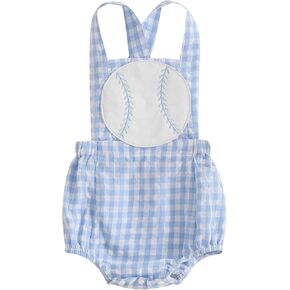 Baby Boy Girl Baseball Outfit Ruffle Romper Sleeveless Jumpsuit Overalls Infant Spring Summer Clothes