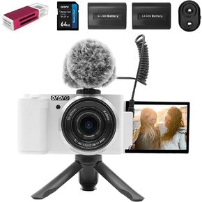 ORDRO G930 Digital Camera for Content Creators Vlogging Camera 5K 16-80 mm Wide Angle Cameras for Photography, Vlogging and YouTube with Flip Screen, Auto-Focus, Filters with Mic, Stand