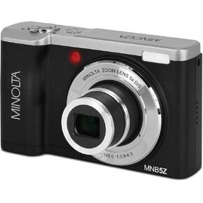 Minolta 56 Mega Pixels Dual Lens Point & Shoot Digital Camera with 5X Optical Zoom & 5K Ultra HD Video, Black