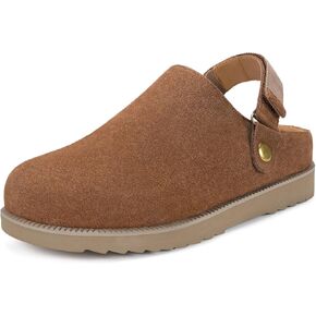 Clogs for Women Platform Clogs Slippers Classic Suede Leather Mules with Arch Support Comfortable Slip-on Sandals Shoes for Indoor Outdoor