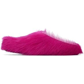 Vertundy Women's Fur Mules Slip On Real Fur Slides Flat Round Toe Platform Fuzzy Clogs Shoes