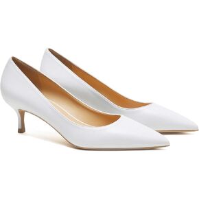MOOMMO Kitten Heel Pumps Pointed Toe Satin Slip On 2 Inch Mid Heel Dress Shoes Classic Work Pumps for Office Ladies Wedding Bridal Party 4-13 M US