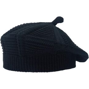 Little Girls Beret Hat French Artist Knit Hat Warm Knitted Beret for Kids Fashion Toddler Baby Beanie (Black02)