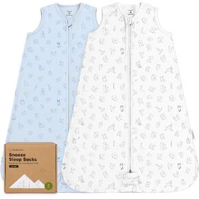 2-Pack Baby Sleep Sacks, Zipper Wearable Blanket - 0.5TOG Organic Cotton, Lightweight, Soft Cozy Infant Sleeping Sack