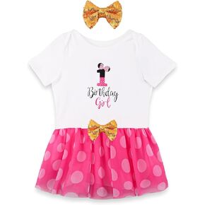 HUAANIUE Baby Girl 1st 2nd Birthday Romper Outfit Infant Onesie Tutu Dress with headband