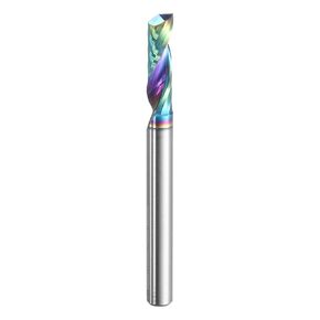 HARFINGTON Spiral Router Bit 4mm Cut Dia 4mm Shank Up Cut Solid Carbide Diamond-Like Carbon Coated 1 Flute CNC End Mill Milling Bits for Aluminum Copper Metal (15mm Cut Length 45mm Long)