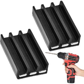 EMVANV 2 Pcs Magnetic Bits Holster Attach to Drill,with 2pcs Auxiliary Stickers Holds Bits on The Side of The Drill for DIY Workers Carpenters and Electricians(Size:2 pcs)