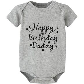 Happy Birthday Daddy Baby Clothes Short Sleeve Cotton Baby Romper White Baby Boys Bodysuit