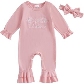 Sasaerucure Infant Baby Girl Fall Winter Romper Pants Ruffle Jumpsuit Overall One Piece Outfit Clothes