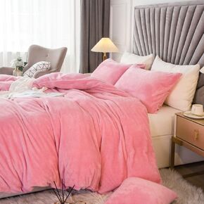 Velvet Plush Shaggy Duvet Cover Set,Luxury Ultra Soft Fluffy Duvet Cover Set,Winter Fuzzy Duvet Cover Set, (1 Faux Fur Duvet Cover +2 Faux Fur Pillow,Full/Queen,Ocean Blue)