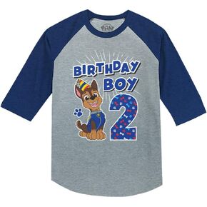 Paw Patrol Chase Boys 2nd Birthday 3/4 Sleeve Baseball Jersey Toddler Shirt