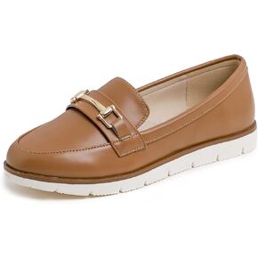 FEVERSOLE Women's Comfort Penny Loafer Geniune Leather Insole Flexible Walking Driving Shoes