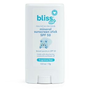 Bliss Baby Sunscreen, Premium SPF 50 Mineral Stick, Natural Zinc Oxide, UVA & UVB Protection, Dermatologist Tested, Fragrance-Free, Water Resistant, Organic Shea Butter, Organic Coconut Oil - Vegan