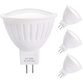 GU5.3 Base Bulb, Dimmable 120V 5W MR16 LED Bulbs, 50W Halogen Equivalent, CRl85 Brighter, Warm White(3000K) Reflector Floodlight, 500LM 120 Deg Landscape Track Lighting (4 Pack)