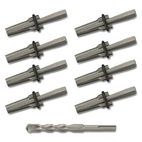 NATGAI 8 PCS 5/8 Inch Rock Splitting Wedges and 1PC Rotary Hammer Drill Bit, Rock Wedge and Feather Shims, Heavy Duty Stone Splitting Tools for Concrete, Marble, Granite, Rock, and Stone