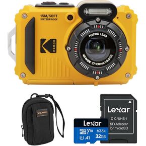 Kodak PIXPRO WPZ2 16MP Full HD Waterproof Rugged Digital Camera, Red, Bundle with 32GB Memory Card and Camera Bag