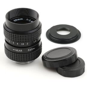 Pixco 25mm F1.4 CCTV Lens C Mount Camera + 16mm C Mount Film Lens to Fuji FX Camera Lens Adapter Lens Kit (25mm F1.4 for C+ C- Fuji FX)