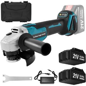 طاحونة الزاوية اللاسلكية لبطارية Makita 21V ، أداة طاحونة الطاقة مع بطارية 2pcs 4.0AH ، 9000 دورة في الدقيقة بدون فرش من مطاحن المعادن الكهربائية لقطع قرص رفرف طحن