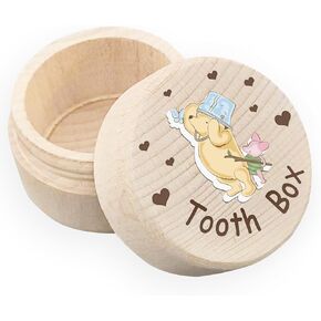 Winnie Baby Nursery Stuff-Baby Tooth Box-Tooth Keepsake Box-Tooth Fairy Box for Girls and Boys Wooden Cute Tooth Box-Lost Teeth Storage for Kids, Dropped Tooth Keepsake Storage Box,pig