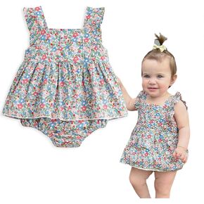 Simplee kids Baby Infant Girls Cotton Short Ruffle Sleeve Summer Romper Outfits 3-24 Months