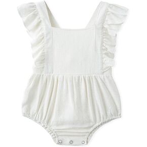 Simplee kids Baby Girls Handmade Solid Color Romper for Spring Newborn Infant Baby Outfit Jumpsuit Bodysuit