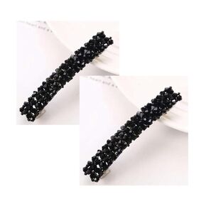 2Pcs Black Hair Clips, Handmade Rhinestone Barrettes Metal Hair Holders Clips and Barrettes for Women Girls Headwear Styling Accessories Girls Hair Clips,Baby Girls' Hair Clips