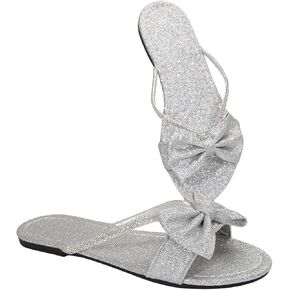 GORGLITTER Women's Open Toe Slippers With Bow Decoration Comfy Flat Sandals Lightweight Sandals