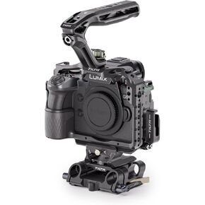 Camera Cage for Panasonic G9 II Basic Kit | NATO Rail, Cold Shoe, and 3/8"-16 and 1/4"-20 Threads | ARCA BasePlate | Supports 15mm Rod Accessories | Black | TA-T63-A-B
