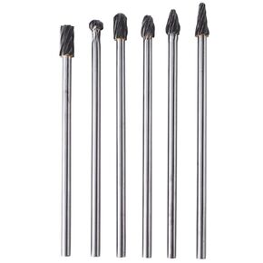 6pcs Tungsten Carbide Rotary Burr Set, 6mm Shank 10mm Cutting Diameter Tungsten Carbide Aluminum Carving Tool Die Grinder Bits for DIY Wood Carving, Metal Polishing, Engraving, Drilling