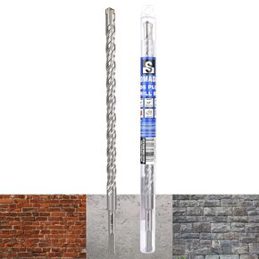 5/8-Inch x 12-Inch SDS Plus Long Drill SDS-Plus Rotary Hammer Drill Bit 4-Cutter Carbide Tip for Concrete, Brick, Stone and Masonry Drilling