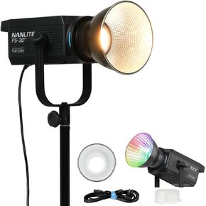NANLITE FS-300C Studio Strobe Flash Light, 300W High Speed Sync Photography Lighting Built in 2.4G Wirless System LED Modeling Bulb LCD Panel Continuous Video Light with Bluetooth