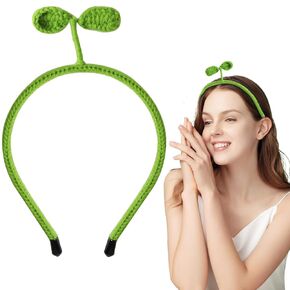 Cute Bean Sprout Headband Green Plant Headband Funny Bean Sprout Headband Suitable For Girls Women Spa Yoga Skincare and Beauty Headband