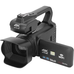 4K Camcorder 64MP, 18x Digital Zoom, 4inch, Night, Vlogging Camera with Remote Control, Microphone, Fill Light, Webcam, HD Output, Portable, Connection