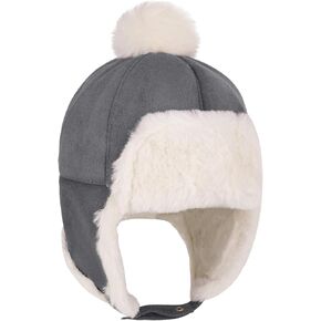 Baby Winter Trapper Hat Earflap Ushanka Cap Suede Russian Ski Hat Infant Beanie Hat