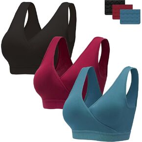 HBselect 3 Pack Nursing Bras for Breastfeeding, Ultra Comfort Maternity Bras Wireless Pregnancy Sleep Bralette