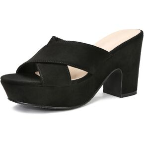 Women's Platform Sandals Wedges Heels Sandals Open Toe Slip On Platform Heels Mules Dressy Pumps