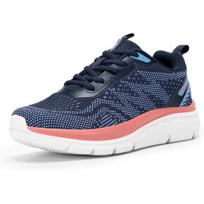 FitVille Women's Wide Walking Shoes Lightweight Sneakers for Women Wide Width for Flat Foot Plantar Fasciitis Heel Pain Relief - Cloud Walker V8