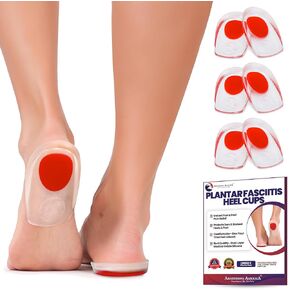 Gel Heel Pads for Shoes Heel Pain Relief | Plantar Fasciitis Heel Cups | Heel Cushion Heel Spur Relief | Silicone Heel Protector Insoles | Sore Bruised Feet | Heel Inserts for Women & Men (LRG 3-PAIR)