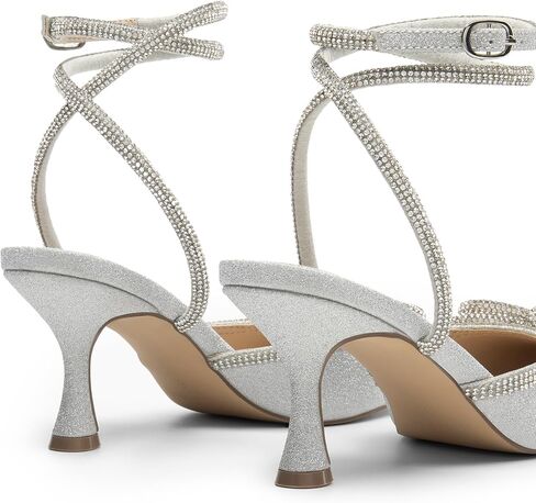 DREAM PAIRS Kitten Heels Rhinestone Bow Ankle Strap Stiletto Pointed Closed Toe Heels for Women Pumps Wedding Bridal Party Dress Shoes in Saudi Arabia