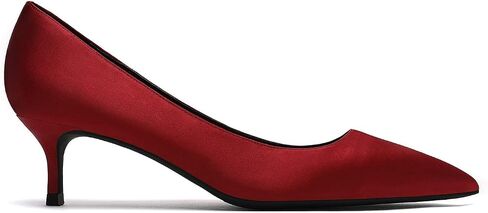 MOOMMO Kitten Heel Pumps Pointed Toe Satin Slip On 2 Inch Mid Heel Dress Shoes Classic Work Pumps for Office Ladies Wedding Bridal Party 4-13 M US in Kuwait