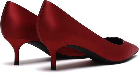 MOOMMO Kitten Heel Pumps Pointed Toe Satin Slip On 2 Inch Mid Heel Dress Shoes Classic Work Pumps for Office Ladies Wedding Bridal Party 4-13 M US in Kuwait