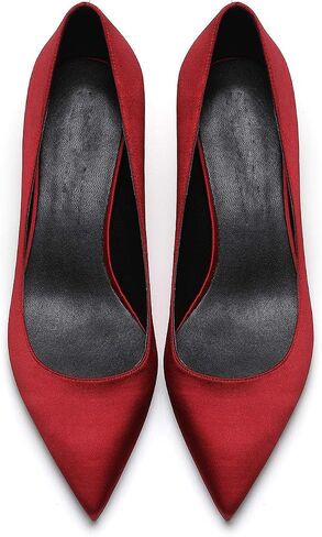 MOOMMO Kitten Heel Pumps Pointed Toe Satin Slip On 2 Inch Mid Heel Dress Shoes Classic Work Pumps for Office Ladies Wedding Bridal Party 4-13 M US in Kuwait