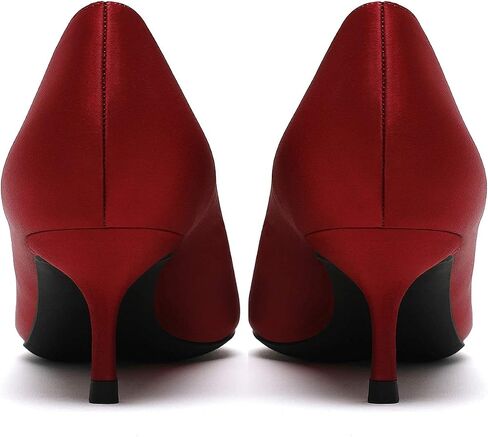 MOOMMO Kitten Heel Pumps Pointed Toe Satin Slip On 2 Inch Mid Heel Dress Shoes Classic Work Pumps for Office Ladies Wedding Bridal Party 4-13 M US in Kuwait