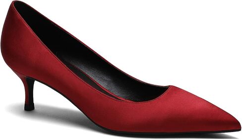 MOOMMO Kitten Heel Pumps Pointed Toe Satin Slip On 2 Inch Mid Heel Dress Shoes Classic Work Pumps for Office Ladies Wedding Bridal Party 4-13 M US in Kuwait