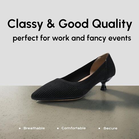 Womens Kitten Heels Pumps Shoes Comfortable Knit Closed Toe Heels for Women Work Office Casual Wedding Dressy in Saudi Arabia