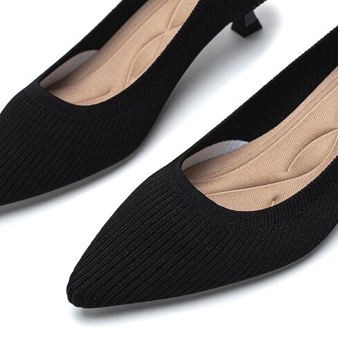Womens Kitten Heels Pumps Shoes Comfortable Knit Closed Toe Heels for Women Work Office Casual Wedding Dressy in Saudi Arabia